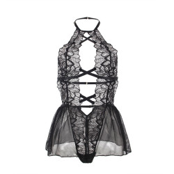 Subblime - Teddy Halter Neck Dos Nu Dentelle Noir L/Xl